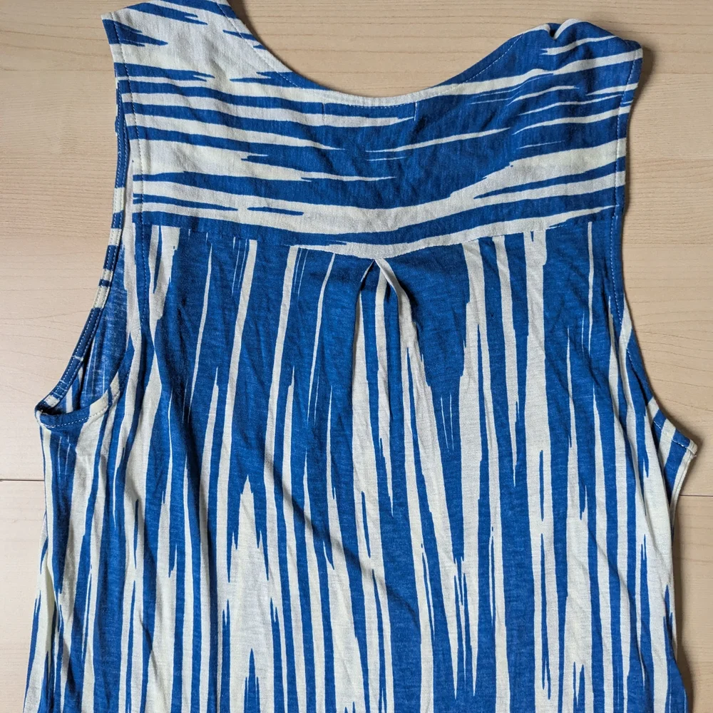 Velvet by Graham & Spencer High Low Sleeveless Blue and White‎ Dress Made In USA - Picture 8 of 12